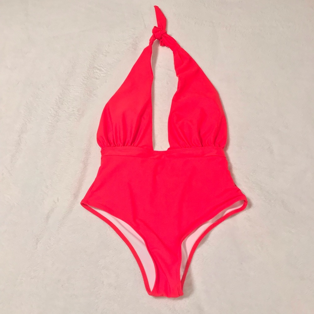 Sexy Red Plunge One Piece Swimsuit Size Medium